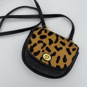 COACH Leather Black/Leopard Mini Crossbody Purse